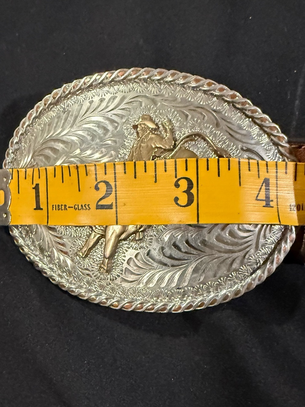 Hooey Brown & Ivory Leather Belt With Silver Smith Collection Buckle Size 44 - Picture 4 of 9